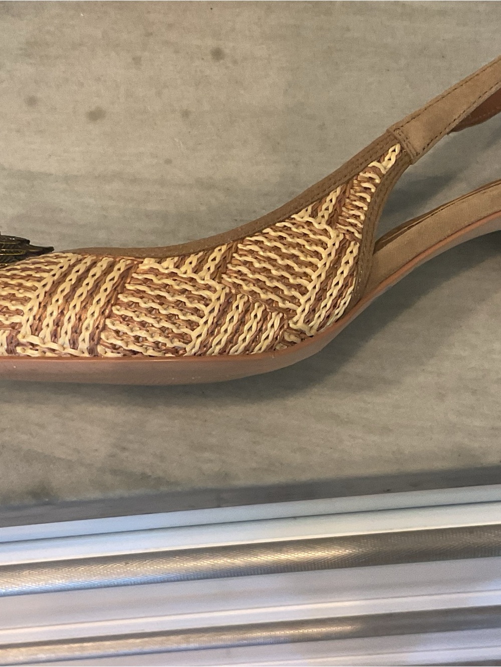 Kurt Geiger Beige Woven Pointed-Toe Slingback Pumps - Picture 8 of 12